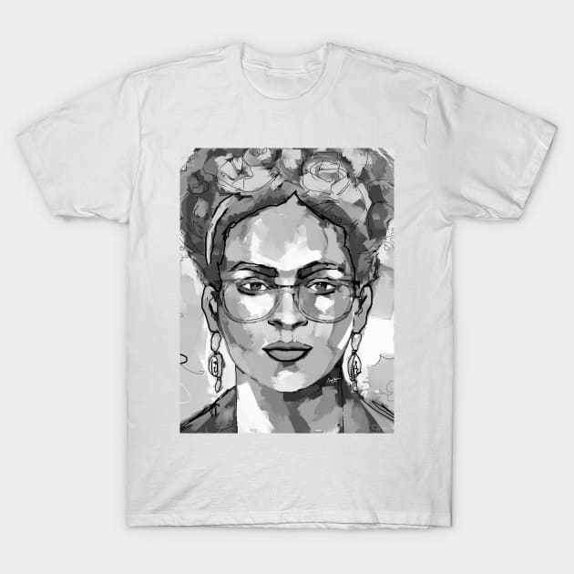 Frida Kahlo Black and White 6 T-Shirt by mailsoncello